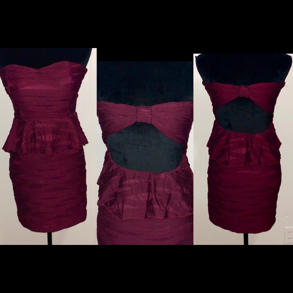 Strapless Open back mini dress